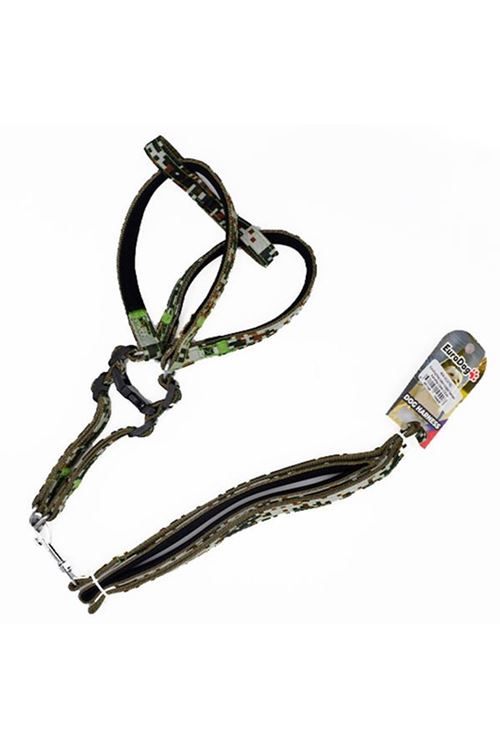Euro Dog Köpek Uzatma Tasması ve Göğüs Tasması Takımı Kamuflaj 25 Mm 120 Cm