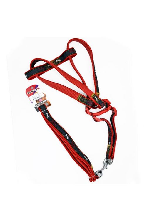 Euro Dog Köpek Uzatma Tasması ve Göğüs Tasması Takımı Kırmızı/Siyah 25 Mm 120 Cm
