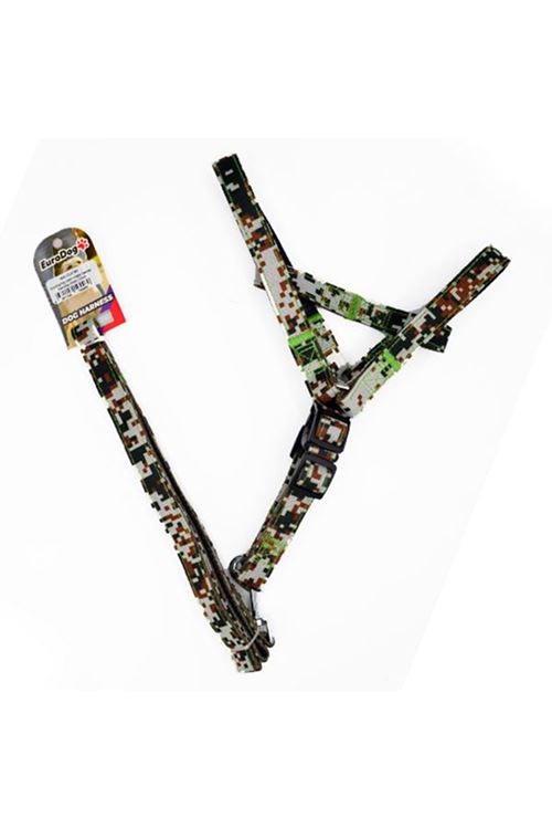 Euro Dog Köpek Uzatma Tasması ve Göğüs Tasması Takımı Kamuflaj 20 Mm 120 Cm