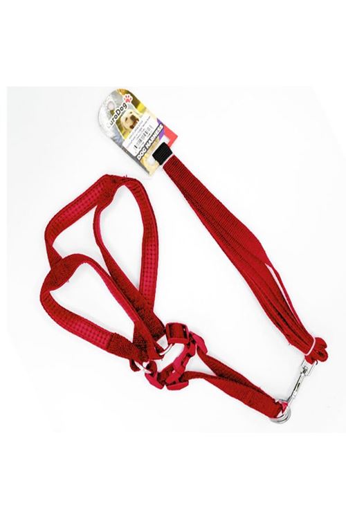 Euro Dog Köpek Uzatma Tasması ve Göğüs Tasması Takımı Kırmızı 15 Mm 120 Cm