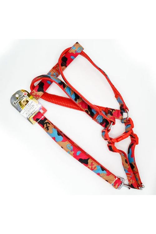 Euro Dog Köpek Uzatma Tasması ve Göğüs Tasması Takımı Pembe Kamuflaj 25 Mm 120 Cm