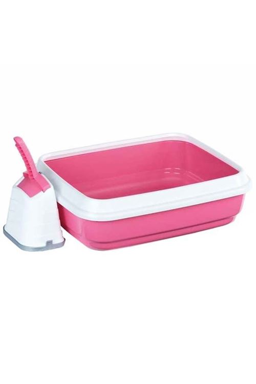 İmac Duo Kürekli Açık Kedi Tuvaleti Pembe 50x40x15 Cm