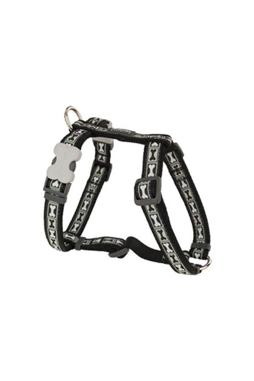 Red Dingo Bone Yard Desenli Köpek Göğüs Tasması Siyah 15 Mm