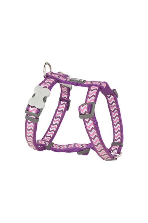 Red Dingo Reflektörlü Ziggy Desenli Köpek Göğüs Tasması Mor 25 Mm Xlarge