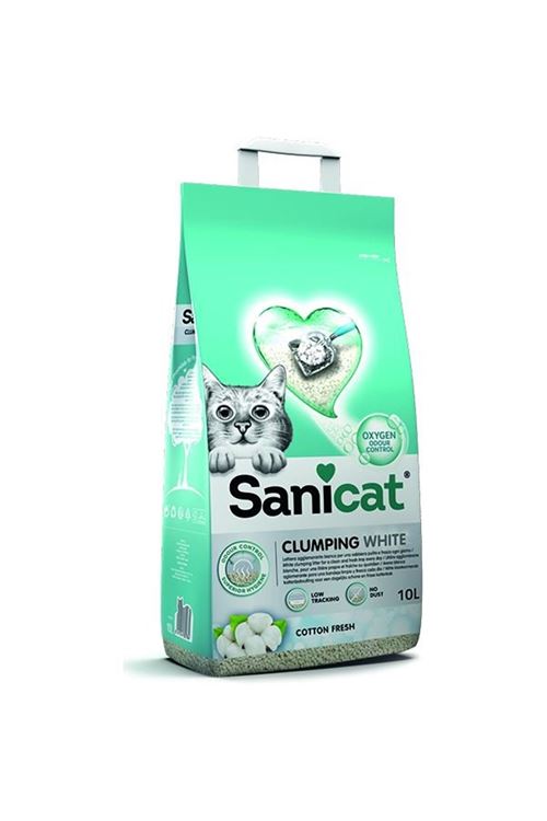 Sanicat Clumping White Cotton Oksijen Kontrol Topaklanan Kedi Kumu 10 Lt
