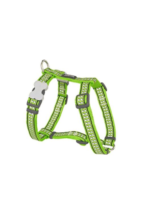 Red Dingo Reflektörlü Kemik Desenli Köpek Göğüs Tasması Lime Xlarge 25 Mm