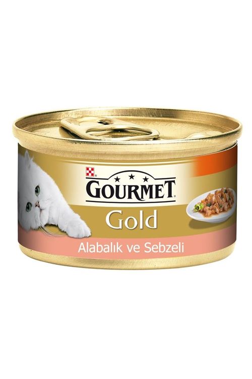 Gourmet Gold Alabalık ve Sebzeli Yetişkin Konserve Kedi Maması 85 Gr