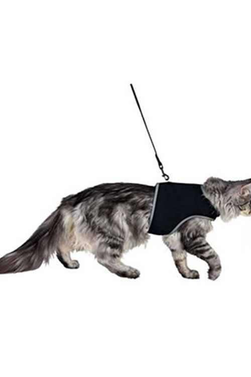 Trixie Soft Harness Leash Kedi Göğüs Tasma Seti Siyah 20 Mm 36-54 Cm