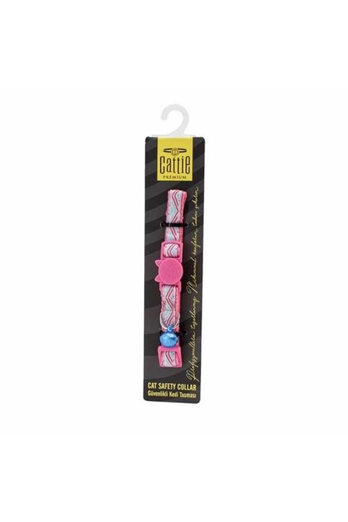 Cattie Desenli Kedi Boyun Tasması Pembe 1x15-25 Cm