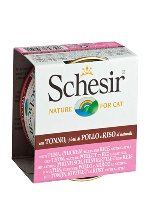 Schesir Ton Balıklı ve Tavuklu Naturel Konserve Kedi Maması 85 Gr