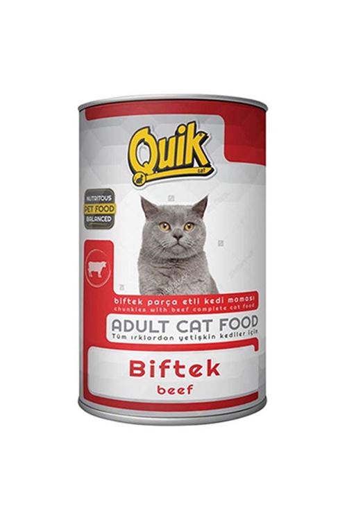 Quik Biftekli Yetişkin Konserve Kedi Maması 415 Gr