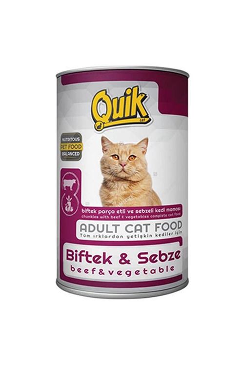 Quik Biftek ve Sebzeli Yetişkin Konserve Kedi Maması 415 Gr