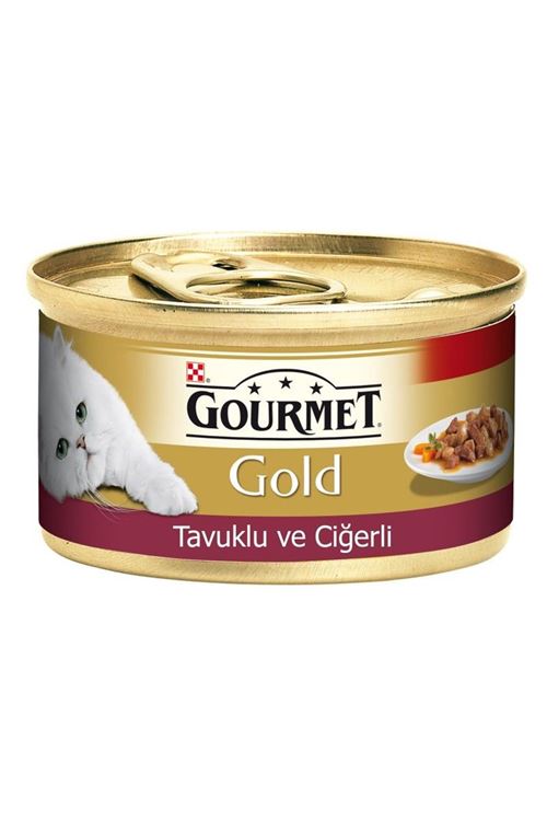 Gourmet Gold Tavuk ve Ciğerli Yetişkin Konserve Kedi Maması 85 Gr