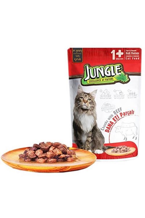 Jungle Dana Etli Pouch Yetişkin Konserve Kedi Maması 85 Gr
