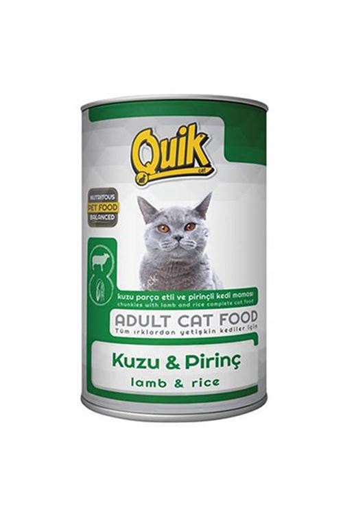 Quik Kuzu Etli ve Pirinçli Yetişkin Konserve Kedi Maması 415 Gr