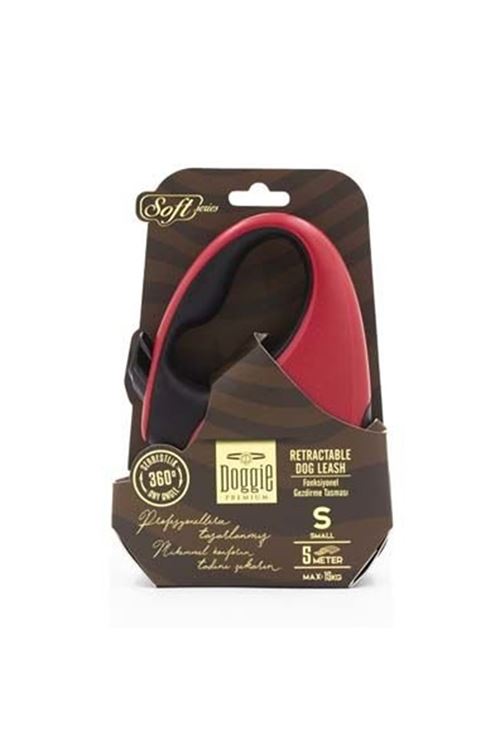 Doggie Soft Otomatik Köpek Uzatma Tasması Small Kırmızı 15 Kg 5 Mt