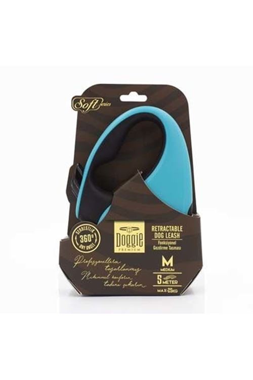 Doggie Soft Otomatik Köpek Uzatma Tasması Medium Açık Mavi 25 Kg 5 Mt