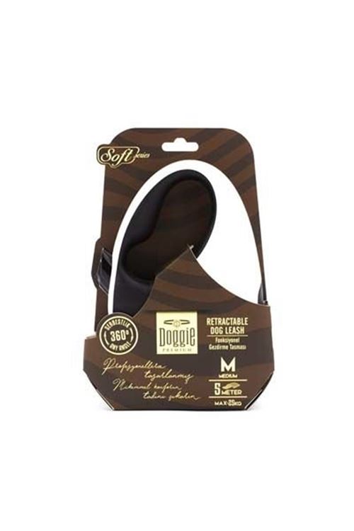 Doggie Soft Otomatik Köpek Uzatma Tasması Medium Beyaz 25 Kg 5 Mt