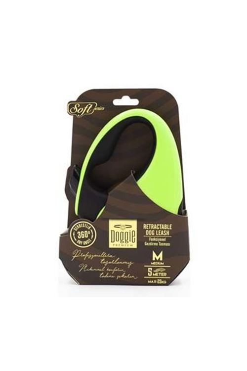 Doggie Soft Otomatik Köpek Uzatma Tasması Medium Yeşil 25 Kg 5 Mt