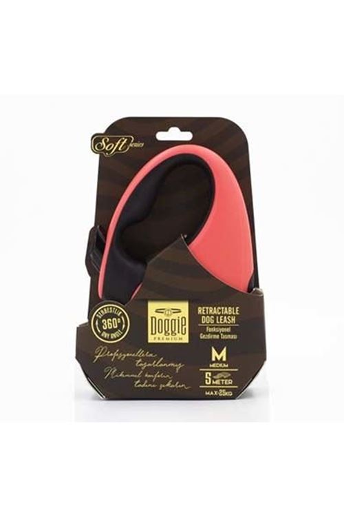 Doggie Soft Otomatik Köpek Uzatma Tasması Medium Pembe 25 Kg 5 Mt