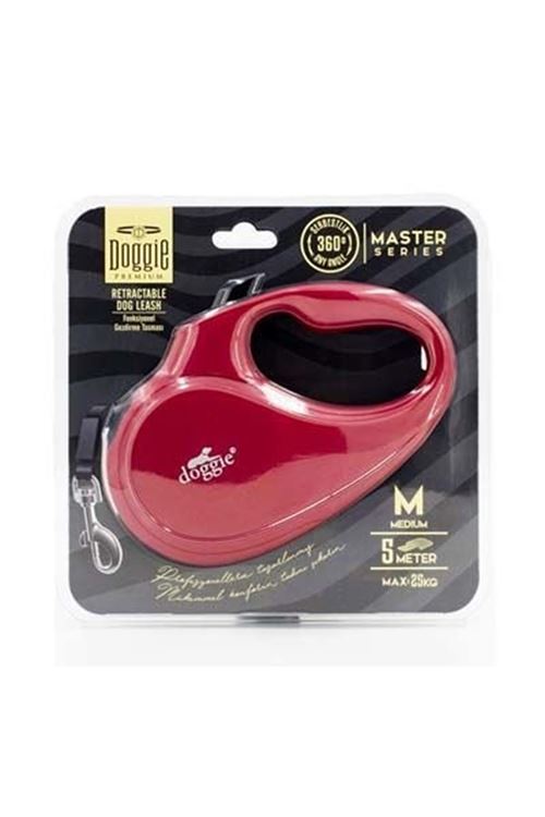 Doggie Master Otomatik Köpek Uzatma Tasması Medium Kırmızı 25 Kg 5 Mt