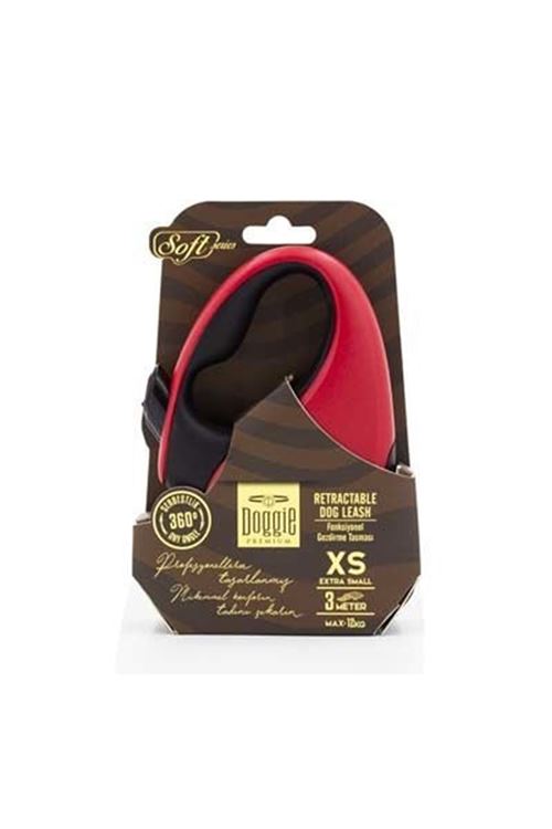 Doggie Soft Otomatik Köpek Uzatma Tasması Xsmall Kırmızı 12 Kg 3 Mt