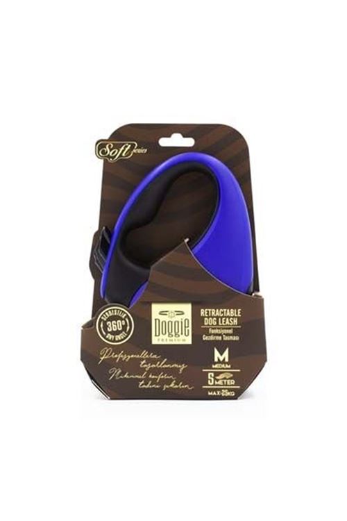 Doggie Soft Otomatik Köpek Uzatma Tasması Medium Royal Mavi 25 Kg 5 Mt