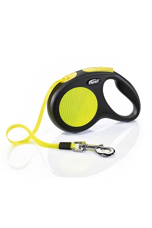 Flexi Neon Reflektörlü Şerit Otomatik Köpek Gezdirme Tasması Medium Siyah 5 Mt