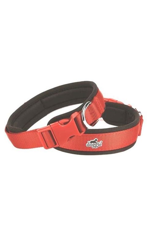 Doggie Havalı Dokuma Köpek Boyun Tasması Medium Kırmızı 2.5x40-50 Cm