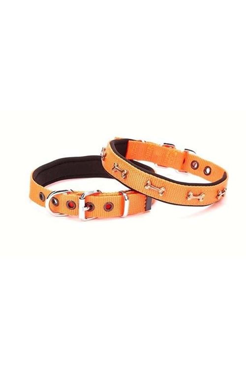 Doggie Comfort Dokuma Kemikli Köpek Boyun Tasması Small Turuncu 2x30-35 Cm