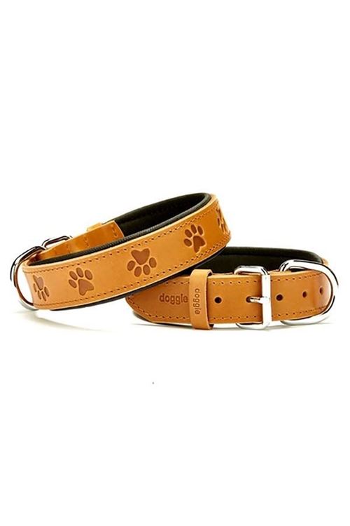 Doggie Comfort Deri Pati Desenli Köpek Boyun Tasması Large Camel 3.5x52-60 Cm