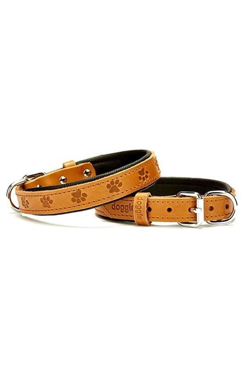 Doggie Comfort Deri Pati Desenli Köpek Boyun Tasması Medium Camel 2x35-40 Cm