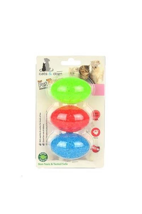 Flip Elips Çıngıraklı Kedi Oyun Topu 3 Adet