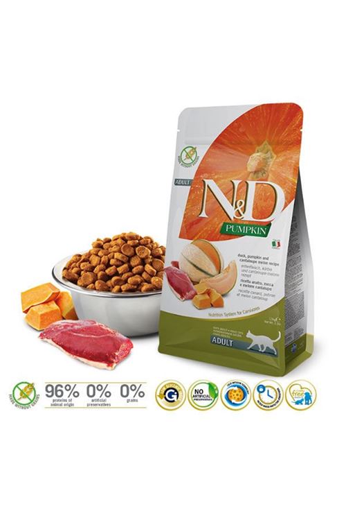 N&D Pumpkin Balkabaklı Ördek ve Kavunlu Yetişkin Kedi Maması 5 Kg