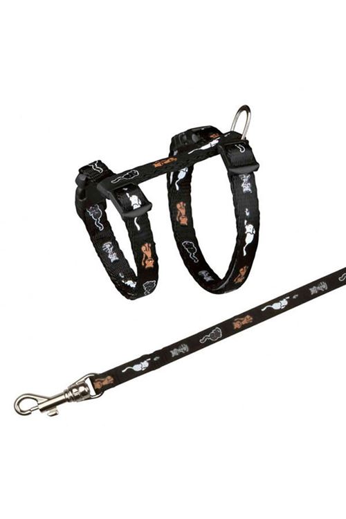 Trixie Yavru Kedi Göğüs Tasma Seti Siyah 8 Mm 21-34 Cm