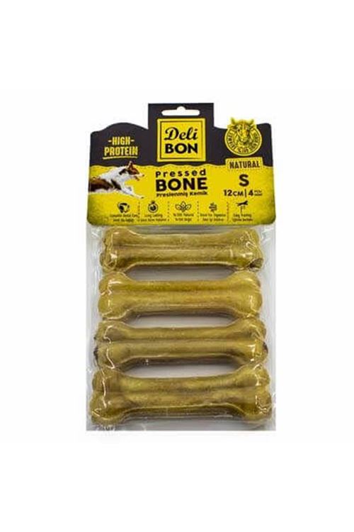 Delibon Deri Press Köpek Kemik Ödülü Small Naturel 12 Cm 4 Adet