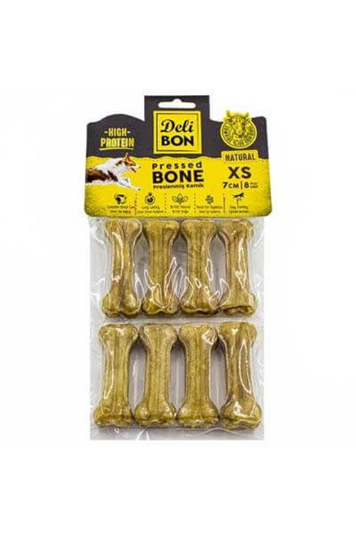 Delibon Deri Press Köpek Kemik Ödülü Xsmall Naturel 7 Cm 8 Adet