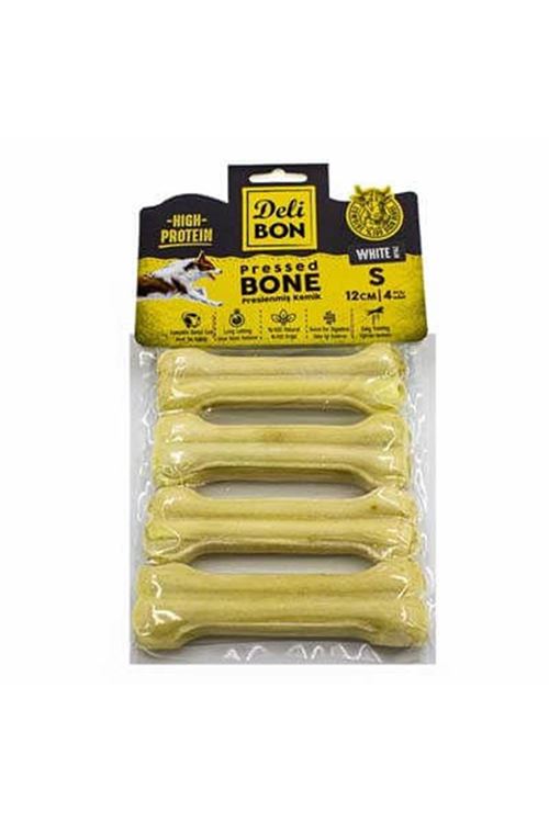 Delibon Deri Press Köpek Kemik Ödülü Small Beyaz 12 Cm 4 Adet