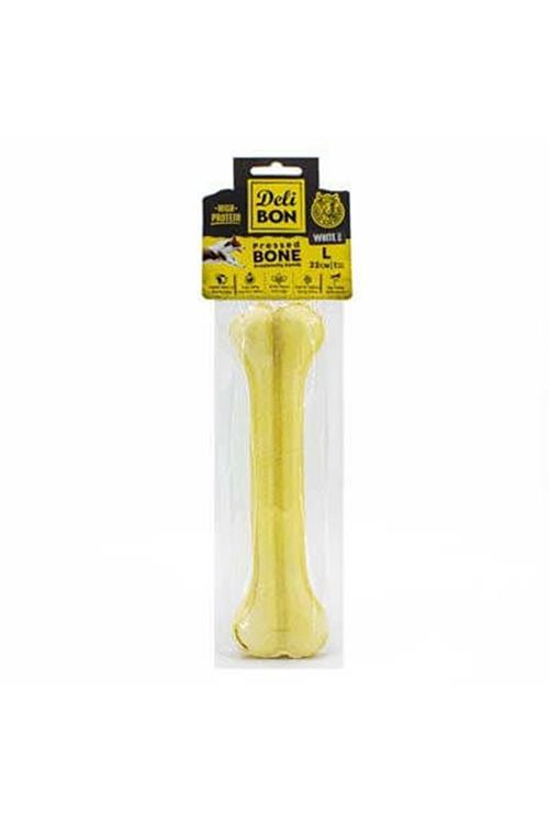 Delibon Deri Press Köpek Kemik Ödülü Medium Beyaz 22 Cm 1 Adet