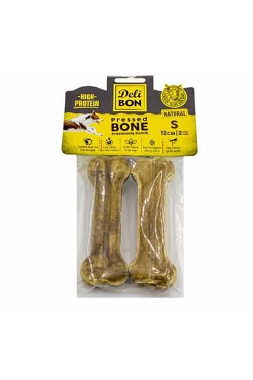 Delibon Deri Pres Kemik Köpek Ödülü Small Naturel 12 Cm 2 Adet