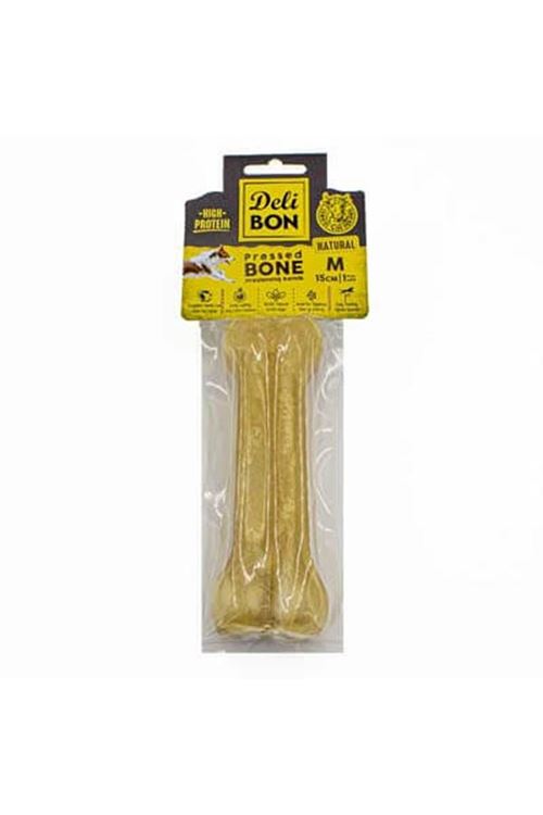 Delibon Deri Press Köpek Kemik Ödülü Medium Naturel 15 Cm 1 Adet