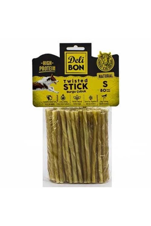 Delibon İnce Deri Burgu Çubuk Köpek Ödülü Naturel 80 Adet