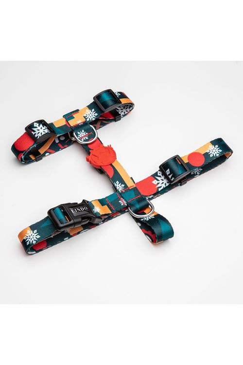 Lindo Dogs Reindeer H Tipi Köpek Göğüs Tasması Kırmızı/Yeşil Beden Small
