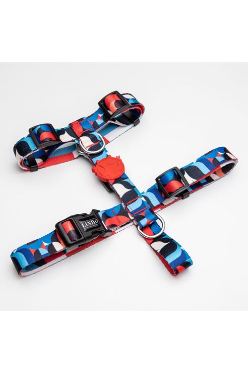 Lindo Dogs Red Line H Tipi Köpek Göğüs Tasması Kırmızı/Mavi Beden Medium