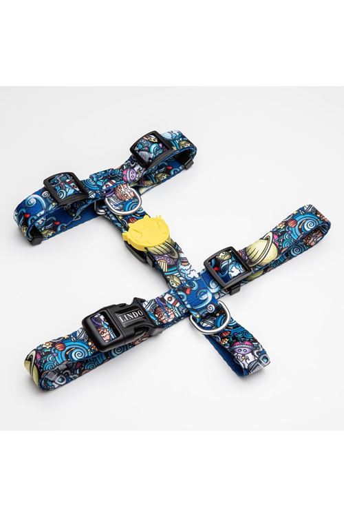 Lindo Dogs Apollo H Tipi Köpek Göğüs Tasması Mavi/Sarı Beden Medium