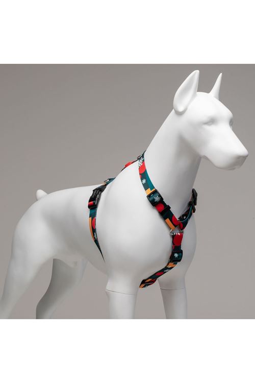 Lindo Dogs Reindeer H Tipi Köpek Göğüs Tasması Kırmızı/Yeşil Beden Small