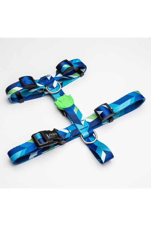 Lindo Dogs Blue Dream H Tipi Köpek Göğüs Tasması Mavi/Yeşil Beden Medium