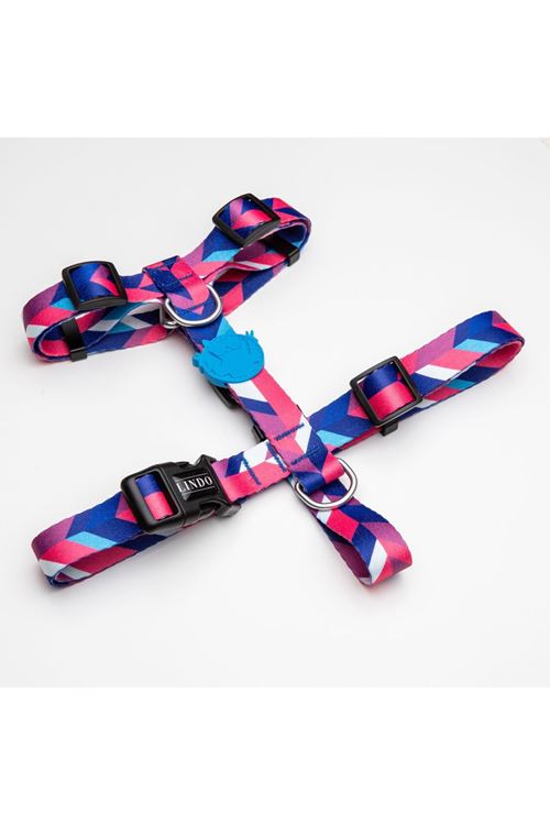 Lindo Dogs Pink Dream H Tipi Köpek Göğüs Tasması Mavi/Pembe Beden Medium