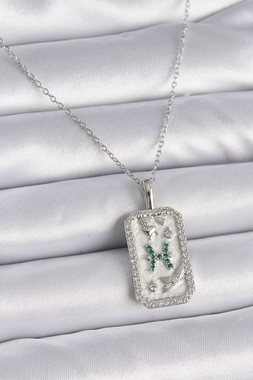 316L Çelik Gümüş Renk Zincir Balık Burcu Zirkon Taşlı Kadın Kolye