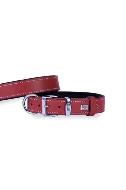 Doggie Konfor Deri Köpek Boyun Tasması Medium Kırmızı 2.5x37 45 Cm